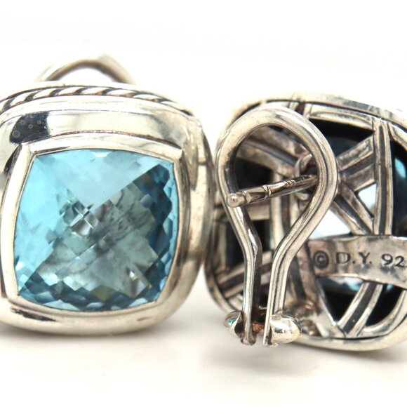 David Yurman Cable classic blue topaz omega earrings - Picture 2 of 4